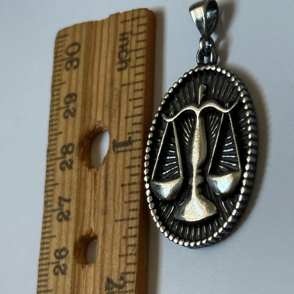 ⚖️ 925 Silver scale pendant for libra september october month horoscope sign